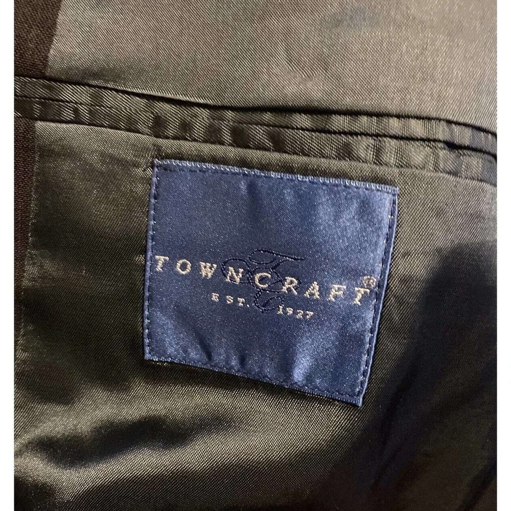 Towncraft Blazer Black Wool &Lana Sport Coat Jacket 48 R